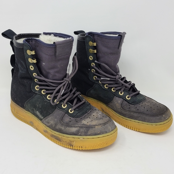 Nike SF AF1 Air Force One Sherpa Lined Boots Shoes Gray BV0130 001 size 9 PRM - Picture 1 of 11
